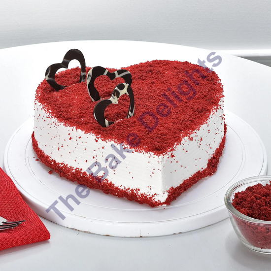 Decorated Red Heart Cake